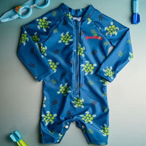 hawallitos (traje de baño toddle una piezas- azul con tortugas)