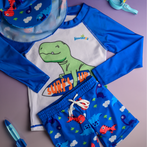 Set hawallitos (traje de baño manga larga - dinosaurio)